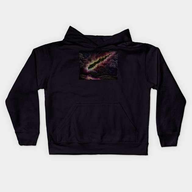 Red and Yellow Milky Way Galaxy Kids Hoodie by J&S mason